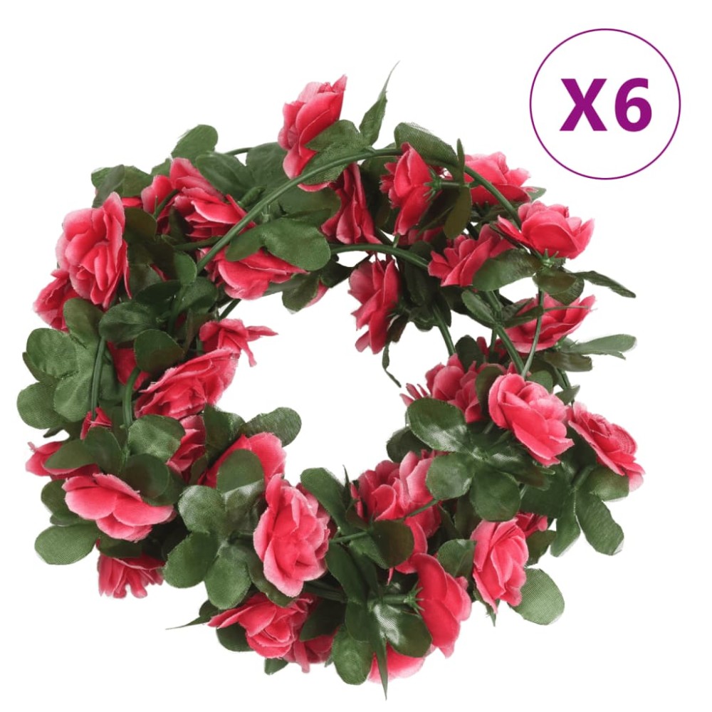 vidaXL Γιρλάντες Λουλουδιών Τεχνητές 6 τεμ. Spring Rose Red 250 εκ.