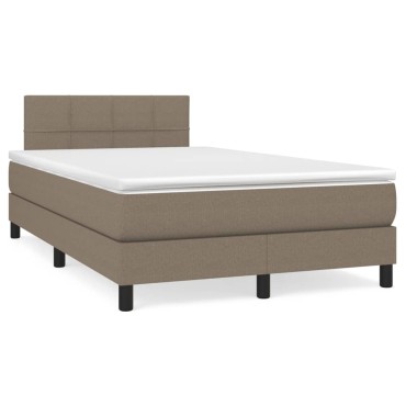 vidaXL Κρεβάτι Boxspring με Στρώμα & LED Taupe 120x190 εκ. Υφασμάτινο