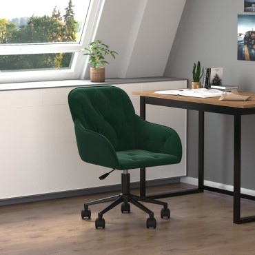 vidaXL Καρέκλα Γραφείου Περιστρεφόμενη Σκούρο Πράσινο Βελούδινη 56x61x(78-86)cm 1 τεμ.