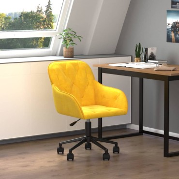 vidaXL Καρέκλα Γραφείου Περιστρεφόμενη Κίτρινη Βελούδινη 56x61x(78-86)cm 1 τεμ.