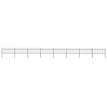 vidaXL Κάγκελα Περίφραξης με Λόγχες Μαύρα 13,6x0,8 μ. από Χάλυβα 1360x130cm