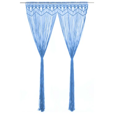 vidaXL Κουρτίνα Μακραμέ Μπλε 140x240cm Βαμβακερή