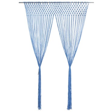 vidaXL Κουρτίνα Μακραμέ Μπλε 140x240cm Βαμβακερή