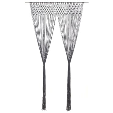 vidaXL Κουρτίνα Μακραμέ Ανθρακί 140x240cm Βαμβακερή