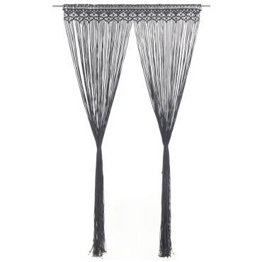 vidaXL Κουρτίνα Μακραμέ Ανθρακί 140x240cm Βαμβακερή