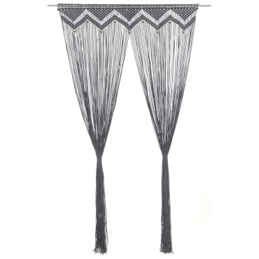 vidaXL Κουρτίνα Μακραμέ Ανθρακί 140x240cm Βαμβακερή