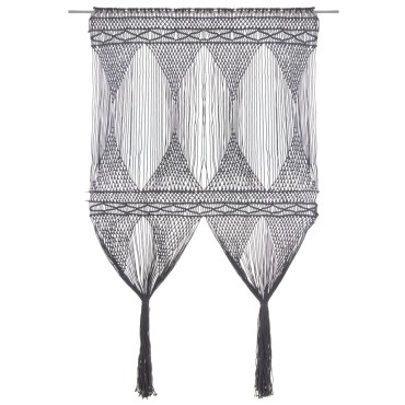 vidaXL Κουρτίνα Μακραμέ Ανθρακί 140x240cm Βαμβακερή