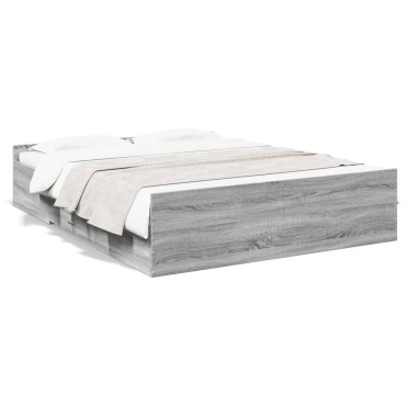 vidaXL Πλαίσιο Κρεβατιού με συρτάρια Γκρι sonoma 160x200εκ. Επεξ. Ξύλο