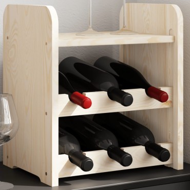 vidaXL Ραφιέρα Κρασιών με Επάνω Σανίδα 33x25x37cm Μασίφ Ξύλο Πεύκου 1 τεμ.
