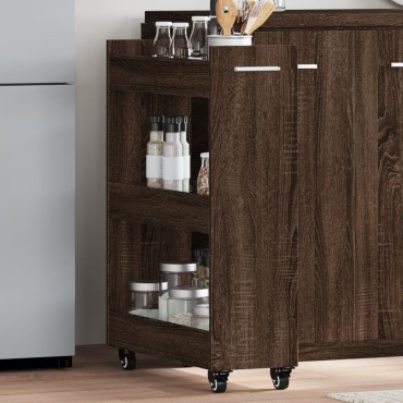 vidaXL Έπιπλο με Ρόδες Καφέ Δρυς 60x22x79cm Επεξεργασμένο Ξύλο 1 τεμ.