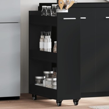 vidaXL Έπιπλο με Ρόδες Μαύρο 60x22x79cm από Επεξεργασμένο Ξύλο 1 τεμ.