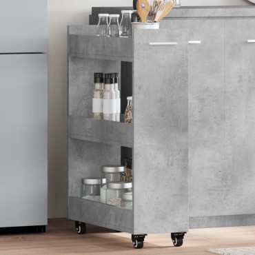 vidaXL Έπιπλο με Ρόδες Γκρι Σκυρ. 60x22x79cm από Επεξεργασμένο Ξύλο 1 τεμ.
