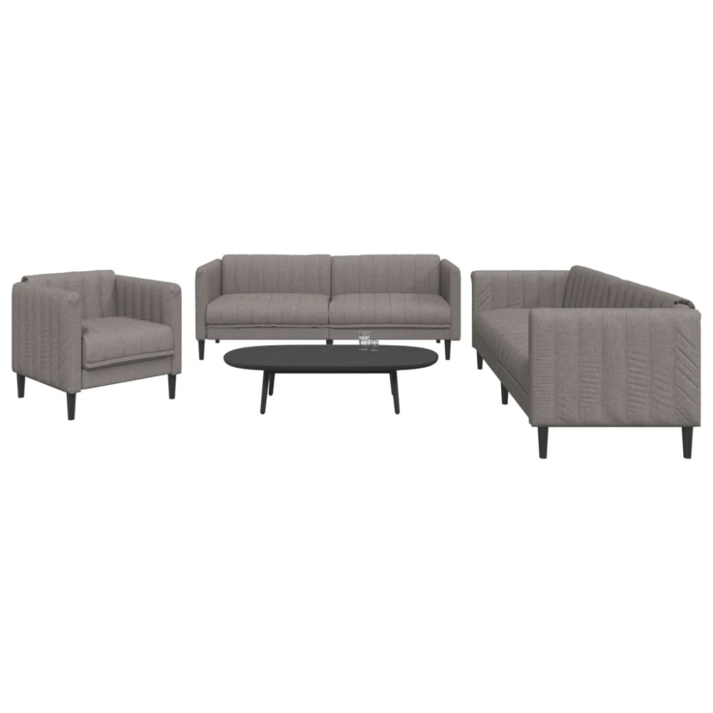 Σετ Σαλονιού 3 τεμ. Taupe Υφασμάτινο 69x76,5x74,5cm  Διθέσιος Τριθέσιος