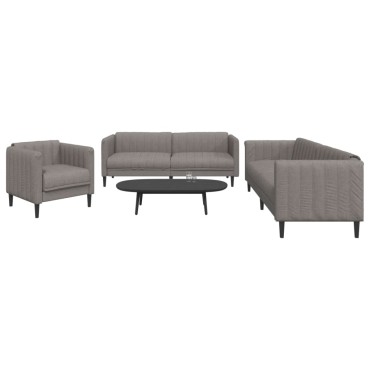 Σετ Σαλονιού 3 τεμ. Taupe Υφασμάτινο 69x76,5x74,5cm  Διθέσιος Τριθέσιος