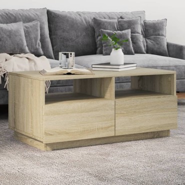 vidaXL Τραπεζάκι Σαλονιού με Φώτα LED Sonoma Δρυς 90x49x40cm 1 τεμ.