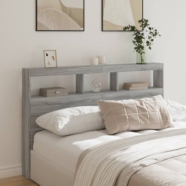 vidaXL Κεφαλάρι με Αποθηκ. Χώρο & LED Γκρι Sonoma 160x17x102cm 1 τεμ.