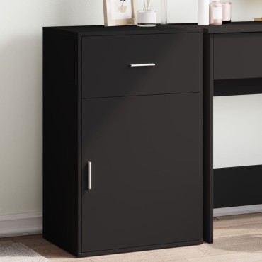 vidaXL Ραφιέρα με Ντουλάπια Μαύρο 56,5x39x90cm Επεξεργασμένο Ξύλο 1 τεμ.