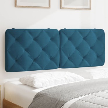 vidaXL Μαξιλάρι για Κεφαλάρι Μπλε Βελούδο 142x6x48cm 1 τεμ.