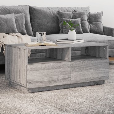 vidaXL Τραπεζάκι Σαλονιού με Φώτα LED Γκρι Sonoma 90x49x40cm 1 τεμ.