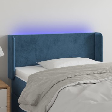 vidaXL Κεφαλάρι Κρεβατιού LED Σκούρο Μπλε 103x16x78/88cm Βελούδινο 1 τεμ.