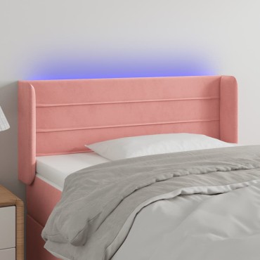 vidaXL Κεφαλάρι Κρεβατιού LED Ροζ 83x16x78/88cm Βελούδινο 1 τεμ.