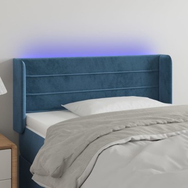 vidaXL Κεφαλάρι Κρεβατιού LED Σκούρο Μπλε 103x16x78/88cm Βελούδινο 1 τεμ.