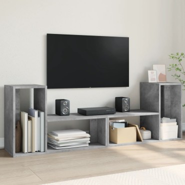 vidaXL Έπιπλα Τηλεόρασης 2 τεμ. Γκρι Σκυρ. 75x30x50cm Επεξεργ. Ξύλο