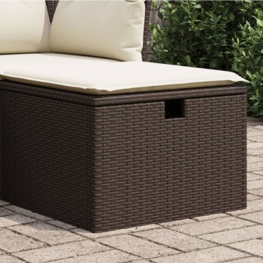 vidaXL Υποπόδιο Κήπου Καφέ 55x55x37cm Συνθετικό Ρατάν με Μαξιλάρι 1 τεμ.