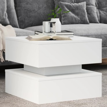 vidaXL Τραπεζάκι Σαλονιού με LED Λευκό 50x50x40cm 1 τεμ.