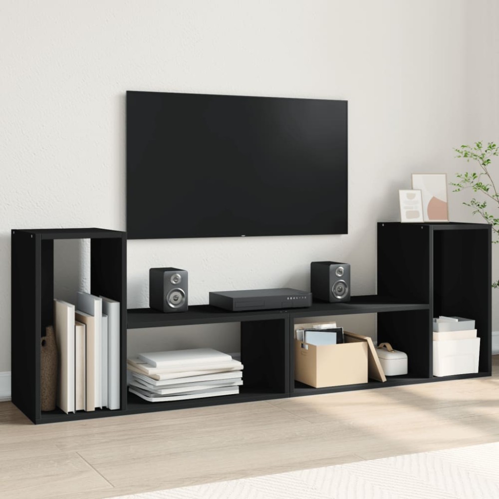 vidaXL Έπιπλα Τηλεόρασης 2 τεμ. Μαύρα 75x30x50cm Επεξεργασμένο Ξύλο