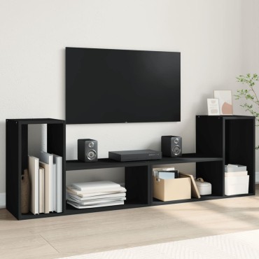 vidaXL Έπιπλα Τηλεόρασης 2 τεμ. Μαύρα 75x30x50cm Επεξεργασμένο Ξύλο