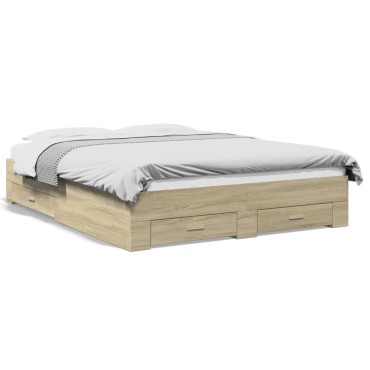 vidaXL Πλαίσιο Κρεβατιού με συρτάρια Sonoma Δρυς 160x200εκ. Επεξ. Ξύλο