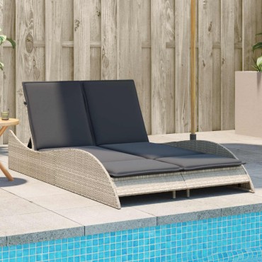 vidaXL Ξαπλώστρα Αν. Γκρι 114x205x73cm Συνθετικό Ρατάν με Μαξιλάρι 1 τεμ.