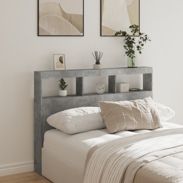 vidaXL Κεφαλάρι με Αποθηκ. Χώρο & LED Γκρι Σκυρ. 140x17x102cm 1 τεμ.