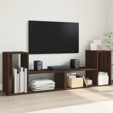 vidaXL Έπιπλα Τηλεόρασης 2 τεμ. Καφέ Δρυς 75x30x50cm Επεξ. Ξύλο
