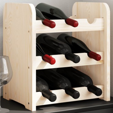 vidaXL Ραφιέρα Κρασιών 33x25x37cm από Μασίφ Ξύλο Πεύκου 1 τεμ.