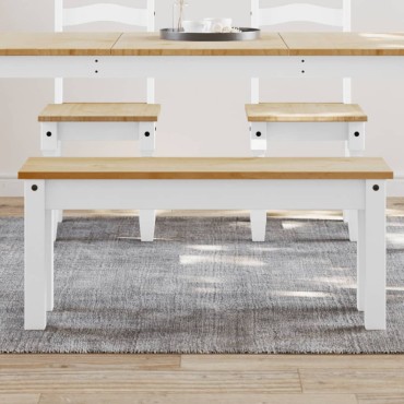 vidaXL Πάγκος Τραπεζαρίας Panama Λευκό 105x30x45cm Μασίφ Ξύλο Πεύκου 1 τεμ.