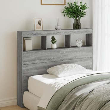 vidaXL Κεφαλάρι με Αποθηκ. Χώρο & LED Γκρι Sonoma 120x17x102cm 1 τεμ.