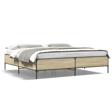 vidaXL Πλαίσιο Κρεβατιού Sonoma Δρυς 180x200 εκ. Επεξ. Ξύλο & Μέταλλο