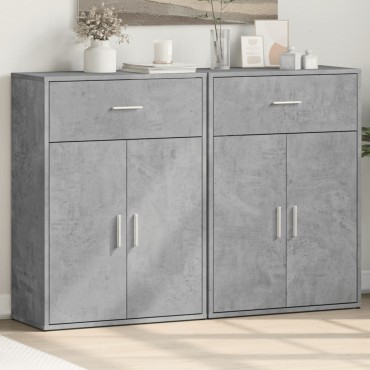vidaXL Βοηθητικά Ντουλάπια 2 τεμ. Γκρι Σκυρ. 60x30x84cm Επεξ. Ξύλο