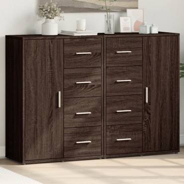 vidaXL Βοηθητικά Ντουλάπια 2 τεμ. Καφέ Δρυς 60x31x84cm Επεξ. Ξύλο