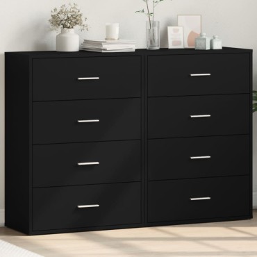 vidaXL Βοηθητικά Ντουλάπια 2 τεμ. Μαύρη 60x31x84cm Επεξεργ. Ξύλο