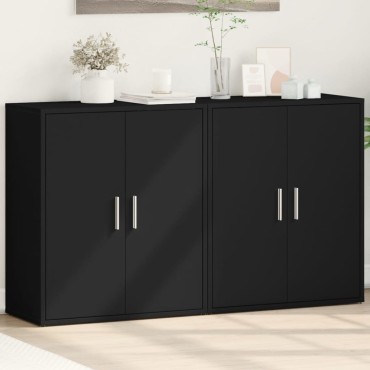vidaXL Βοηθητικά Ντουλάπια 2 τεμ. Μαύρο 60x31x70cm Επεξεργ. Ξύλο