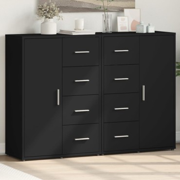 vidaXL Βοηθητικά Ντουλάπια 2 τεμ. Μαύρη 60x31x84cm Επεξεργ. Ξύλο