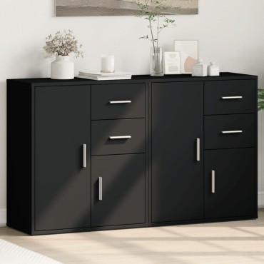 vidaXL Βοηθητικά Ντουλάπια 2 τεμ. Μαύρο 60x31x70cm Επεξεργ. Ξύλο