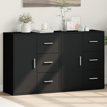 vidaXL Βοηθητικά Ντουλάπια 2 τεμ. Μαύρο 60x31x70cm Επεξεργ. Ξύλο