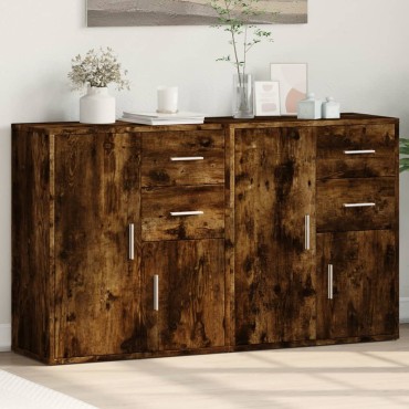 vidaXL Βοηθητικά Ντουλάπια 2 τεμ. Καπνιστή Δρυς 60x31x70cm Επεξ. Ξύλο