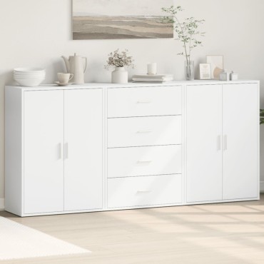 vidaXL Βοηθητικά Ντουλάπια 3 τεμ. Λευκό 60x31x84cm Επεξεργ. Ξύλο