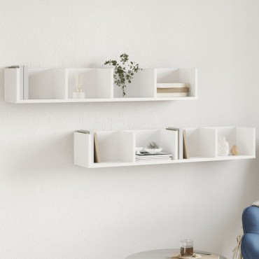 vidaXL Ντουλάπια Τοίχου 2 τεμ. Λευκά 99x18x16,5cm Επεξεργασμένο Ξύλο