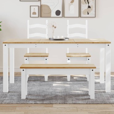 vidaXL Τραπεζαρία Panama Λευκό 160x80x75cm από Μασίφ Ξύλο Πεύκου 1 τεμ.